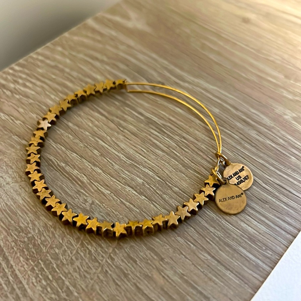 Alex and Ani Rafaelian Gold Star Beaded Bangle Bracelet